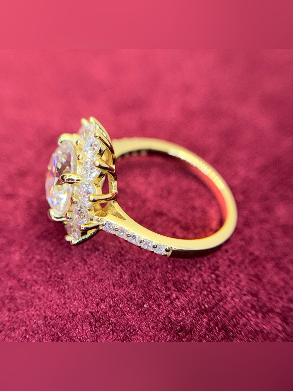 2 ct Floral Halo Moissanite Ring • Size 6 • Custom US Vendor • NWOT - Picture 10 of 14